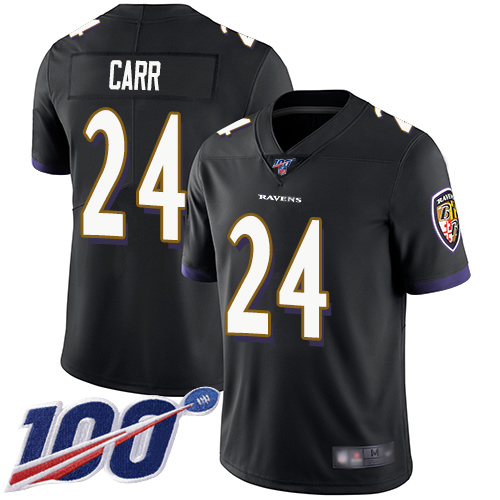 Baltimore Ravens Limited Black Men Brandon Carr Alternate Jersey NFL Football 24 100th Season Vapor Untouchable